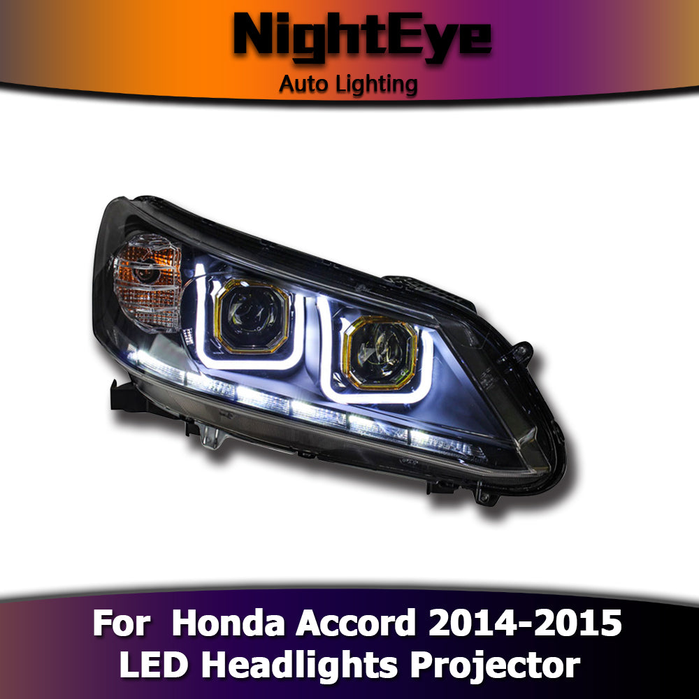 NightEye Car Styling for Honda Accord Headlights 2014-2015 New Accord 9 LED Headlight LED DRL Bi Xenon Lens High Low Beam Parking