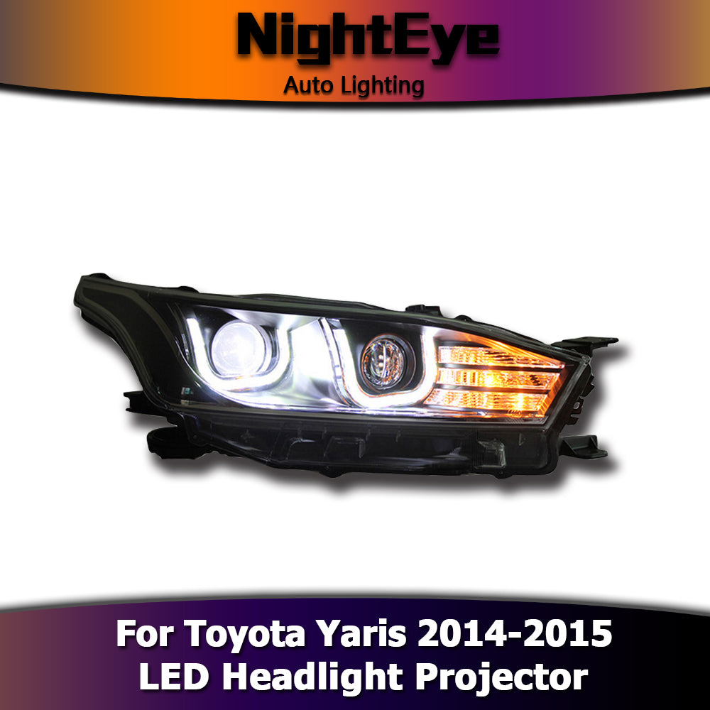 NightEye Car Styling for Toyota Yaris Headlights 2014-2015 New Yaris LED Headlight DRL Bi Xenon Lens High Low Beam Parking Fog Lamp
