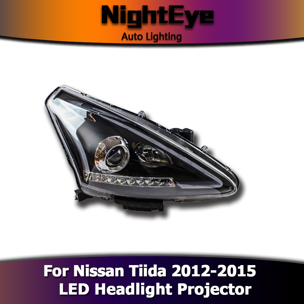 NightEye Car Styling for Nissan Tiida Headlights 2012-2015 New Tiida LED Headlight Signal LED DRL Bi Xenon Lens High Low Beam Parking