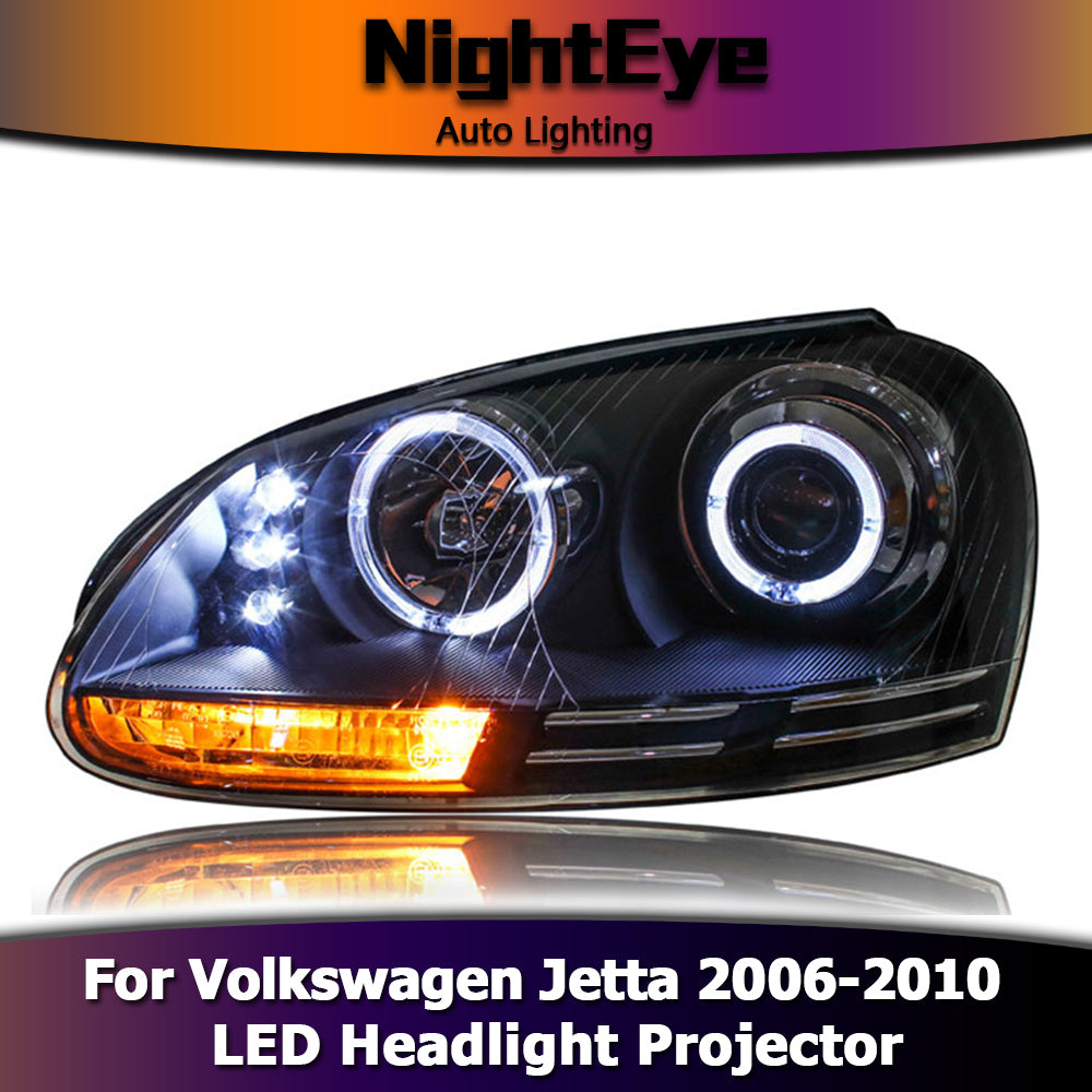 NightEye Car Styling for VW Jetta Headlights 2006-2010 Jetta Mk5 LED Headlight LED DRL Bi Xenon Lens High Low Beam Parking