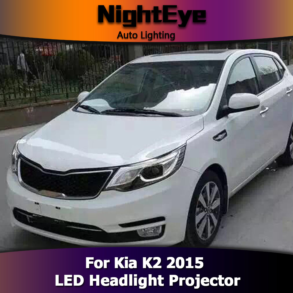 NightEye Car Styling Head Lamp for Kia K2 Headlights 2015 New K2 Rio LED Headlight LED DRL Bi Xenon Lens High Beam Parking Fog Lamp