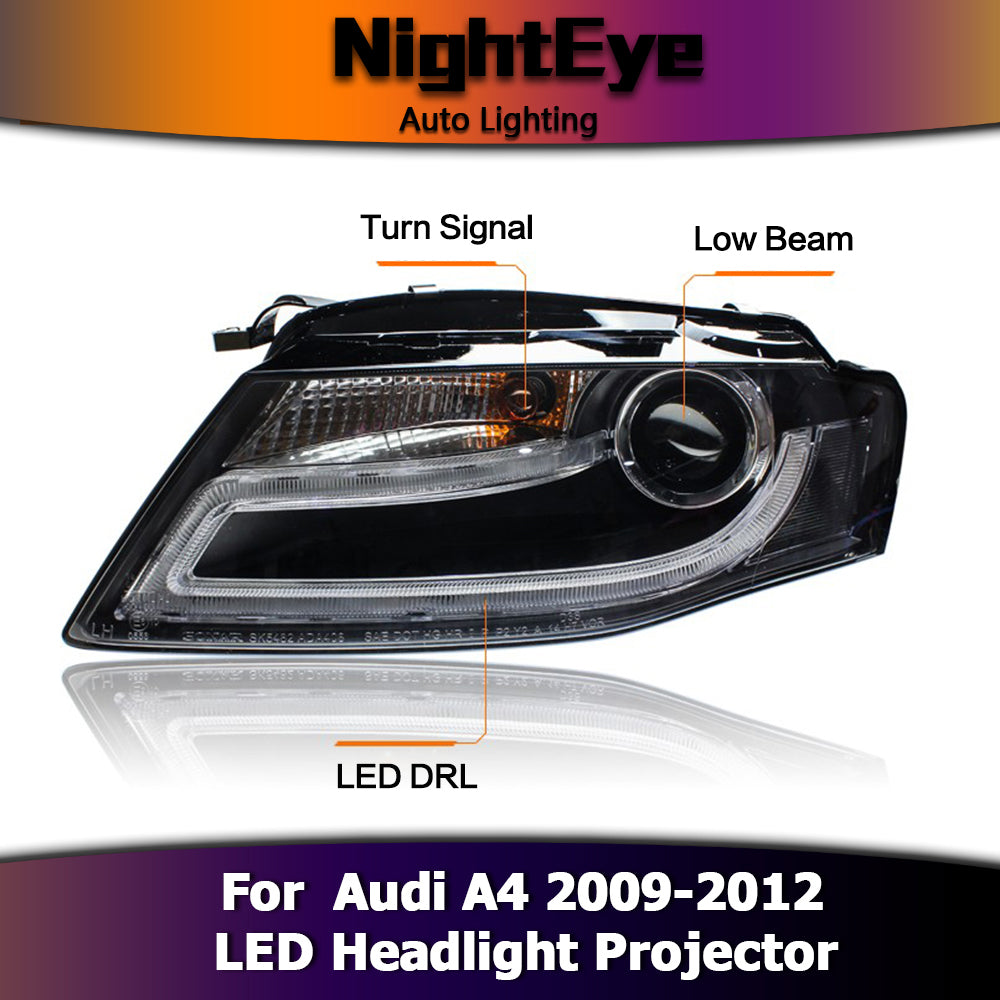NightEye Car Styling for Audi A4 B8 Headlights 2009-2012 A4L LED Headlight LED DRL Bi Xenon Lens High Low Beam Parking