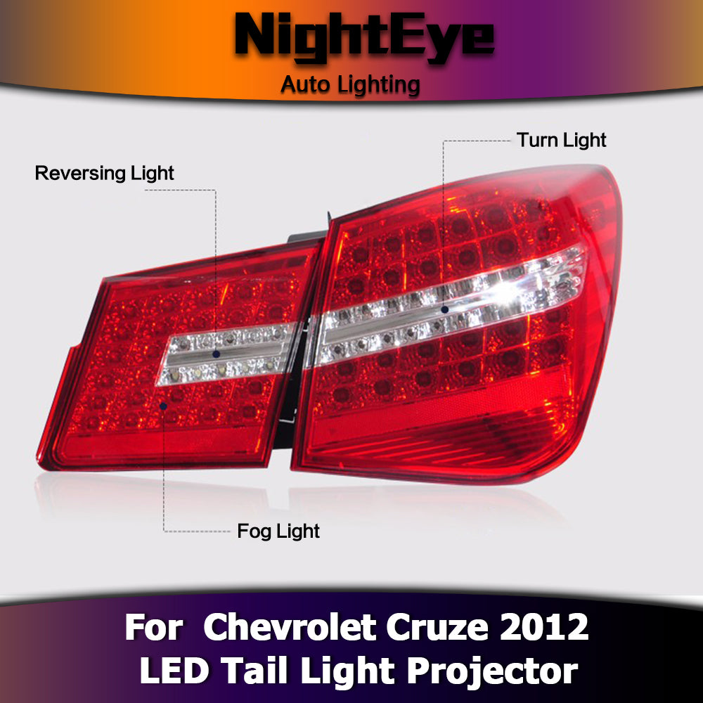 NightEye Car Styling for Chevrolet Cruze Tail Lights Benz Design 2012 Cruze LED Tail Light Rear Lamp DRL+Brake+Park+Signal