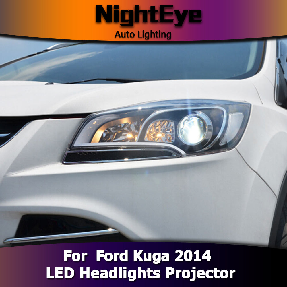 NightEye Car Styling for Ford Escape Headlights 2014 Kuga Cob Design LED Headlight DRL Bi Xenon Lens High Low Beam Parking Fog Lamp