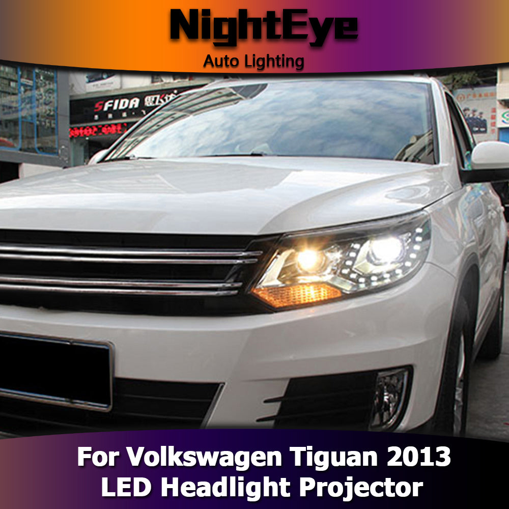 NightEye  Car Styling for VW Tiguan Headlights 2013 New Tiguan LED Headlight LED DRL Bi Xenon Lens Headlight High Low Beam Parking