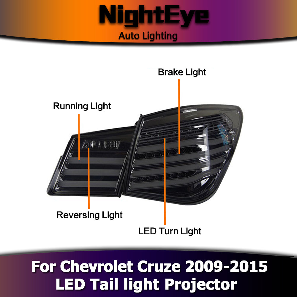 NightEye Styling for Chevrolet Cruze Tail Lights New Cruze Sedan LED Tail Light GLK LED Rear Lamp DRL+Brake+Park+Signal