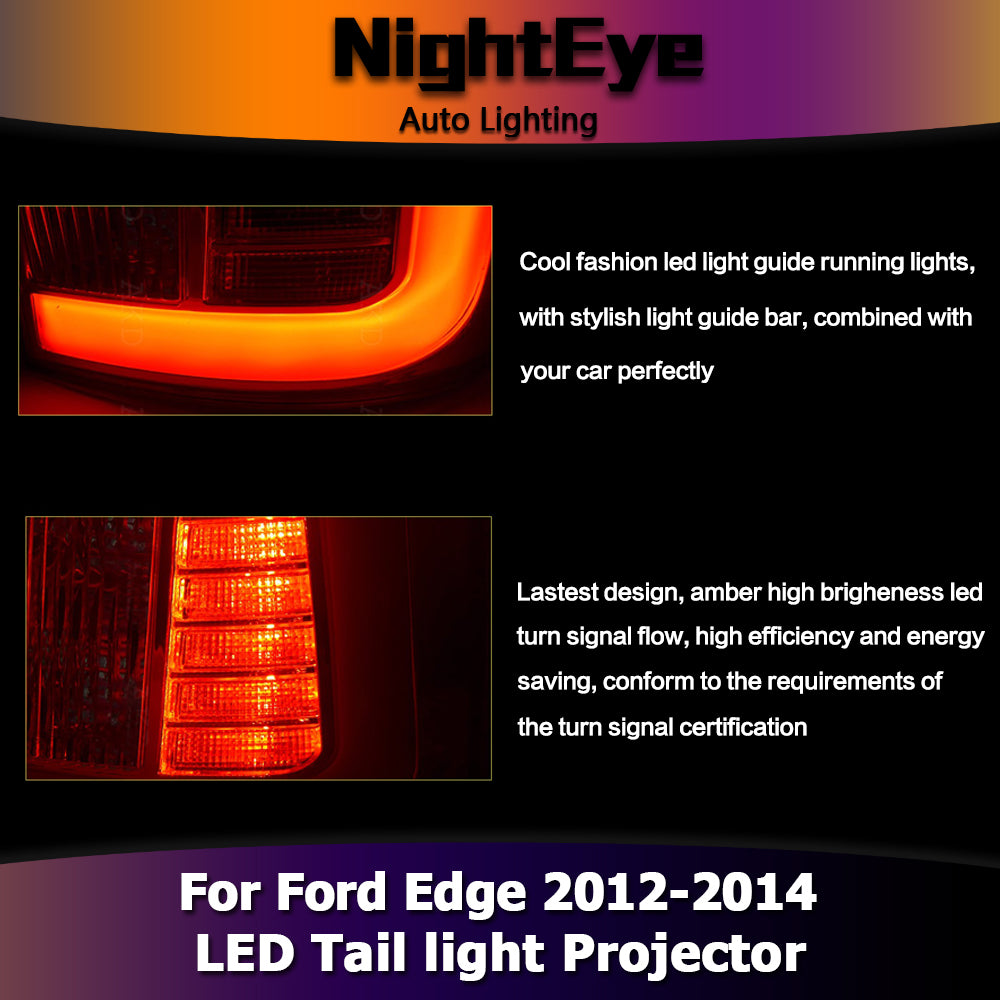 NightEye Car Styling for Ford Edge LED Tail Lights 2012-2014 Edge Limited Tail Light Rear Lamp DRL+Brake+Park+Signal