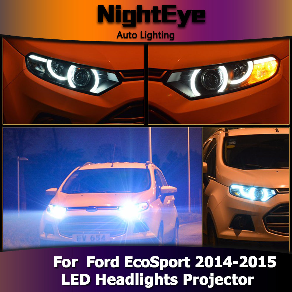 NightEye Car Styling for Ford Ecosport Headlights New Evoque Desgin LED Headlight DRL Bi Xenon Lens High Low Beam Parking Fog Lamp