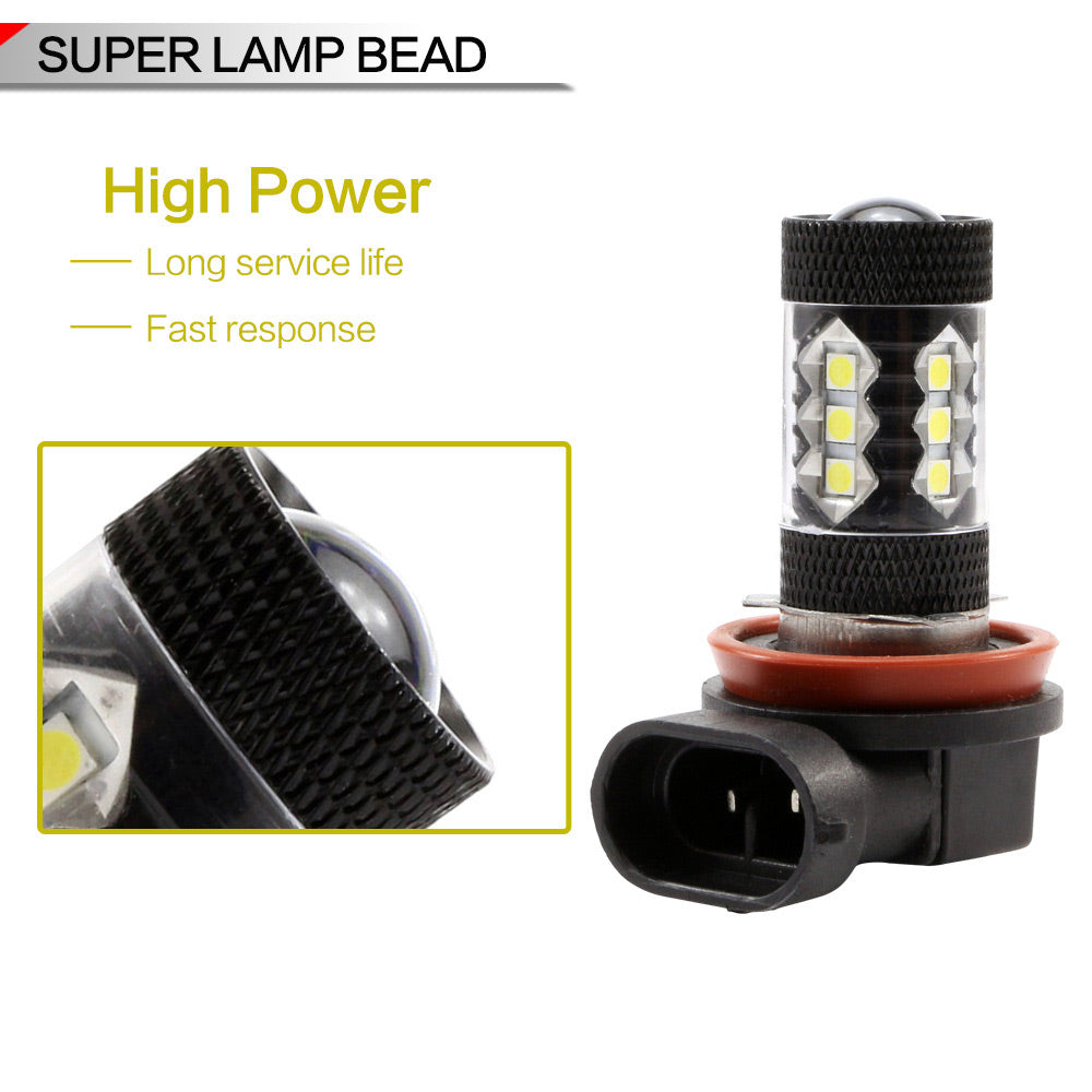 Nighteye H11 80W LED Fog Lights Bulbs Fog light Driving Lamp White Pair Error Free