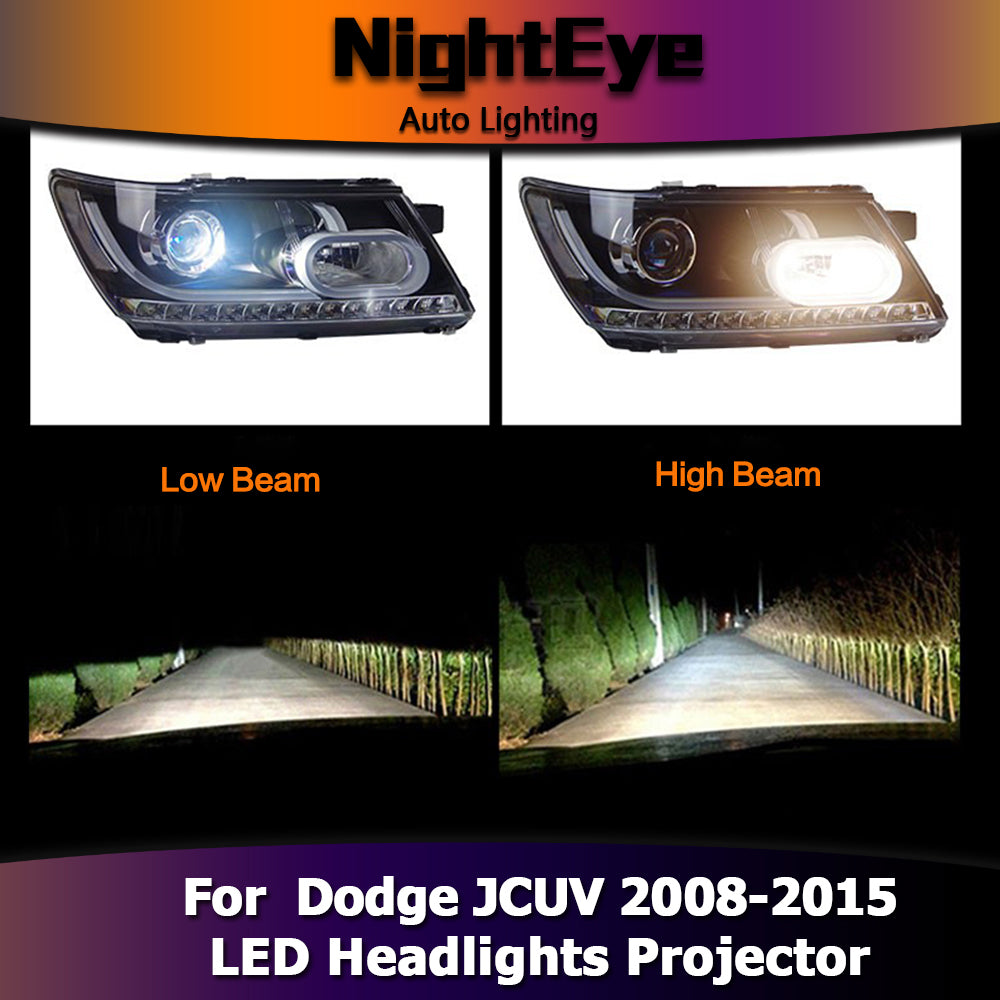 NightEye Car Styling for Dodge Journey Headlights 2008-2015 New JCUV LED Headlight DRL Bi Xenon Lens High Low Beam Parking Fog Lamp