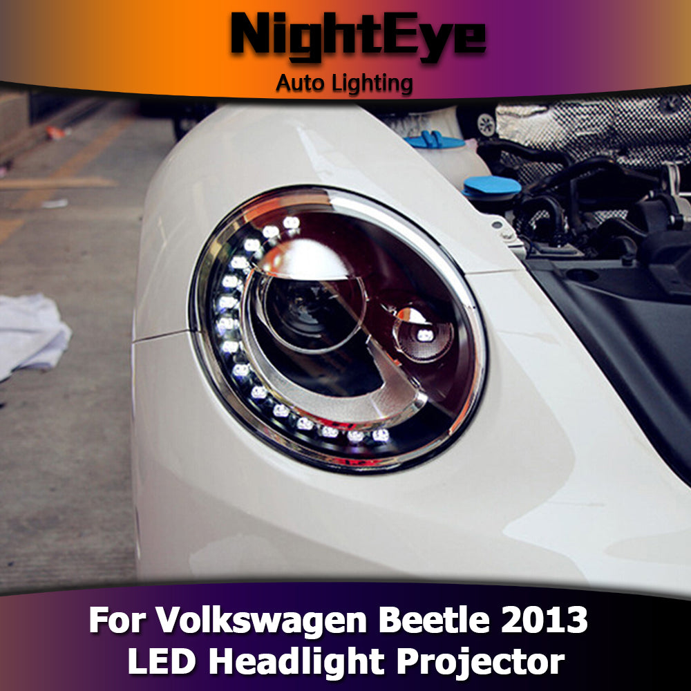 NightEye Car Styling for Beetle Headlights 2013 Beetle LED Headlight DRL Bi Xenon Lens High Low Beam Parking Fog Lamp