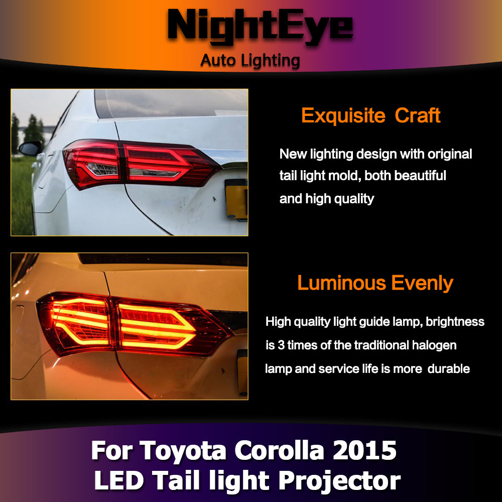 NightEye Car Styling Tail Lamp for Corolla Tail Lights 2015 Altis LED Tail Light GLK Design Rear Lamp DRL+Brake+Park+Signal