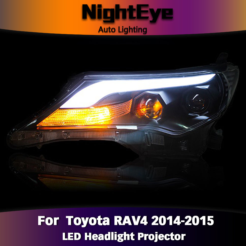 NightEye Car Styling for 2014-2015 New RAV4 LED Headlights RAV4 LED Headlight DRL Bi Xenon Lens High Low Beam Parking Fog Lamp