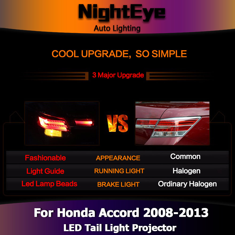 NightEye Car Styling for Accord Tail Lights 2008-2013 Accord8 LED Tail Light LED Rear Lamp LED DRL+Brake+Park+Signal