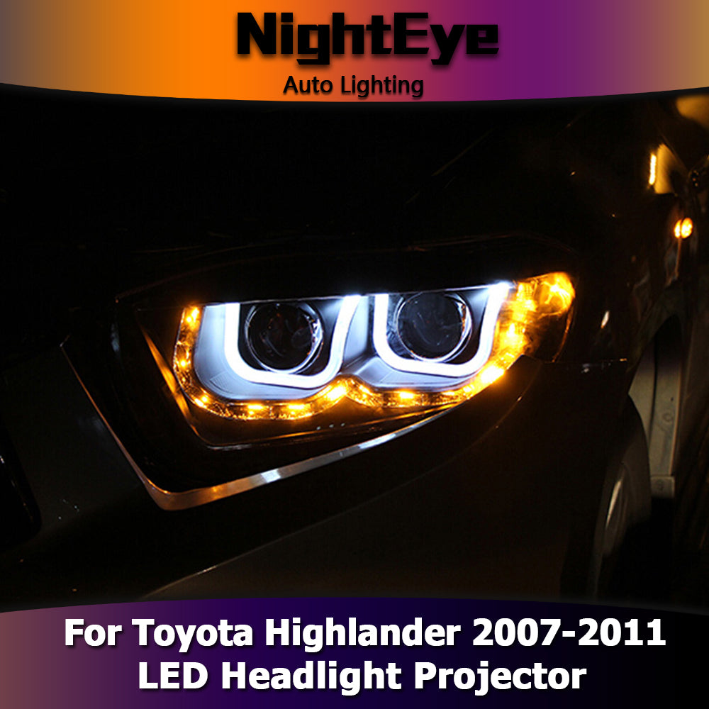 NightEye Car Styling for Toyota Highlander Headlights 2007-2011 LED Headlight DRL Bi Xenon Lens High Low Beam Parking Fog Lamp