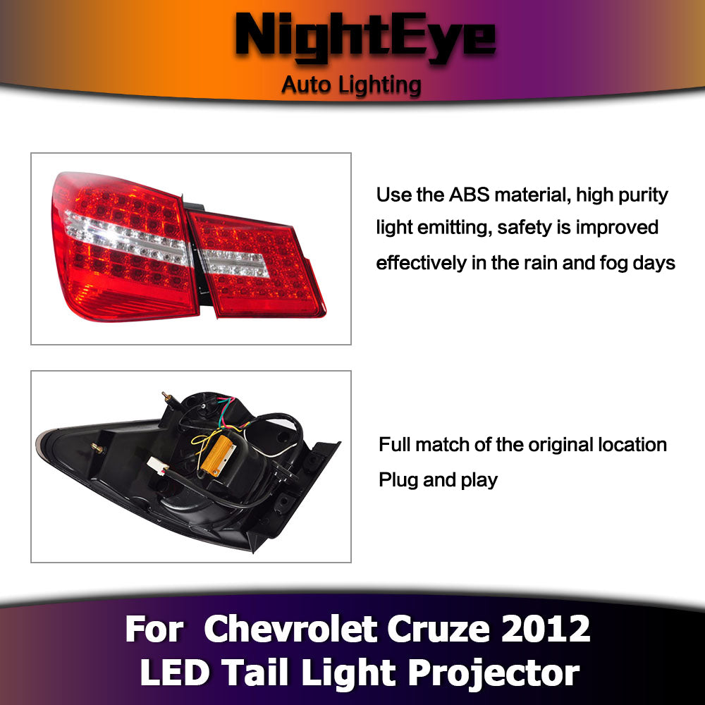 NightEye Car Styling for Chevrolet Cruze Tail Lights Benz Design 2012 Cruze LED Tail Light Rear Lamp DRL+Brake+Park+Signal