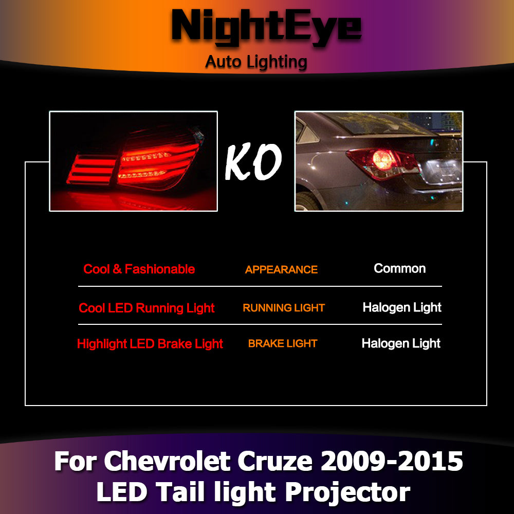 NightEye Styling for Chevrolet Cruze Tail Lights New Cruze Sedan LED Tail Light GLK LED Rear Lamp DRL+Brake+Park+Signal