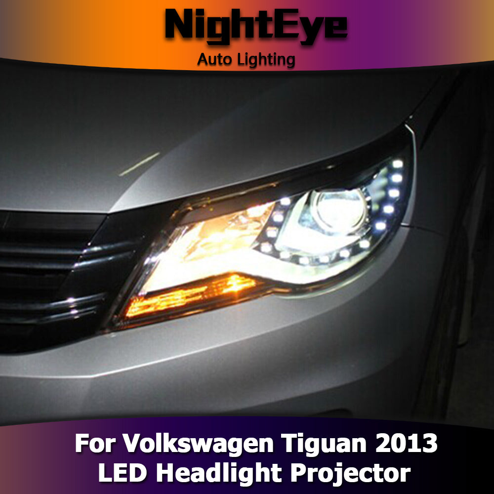 NightEye  Car Styling for VW Tiguan Headlights 2013 New Tiguan LED Headlight LED DRL Bi Xenon Lens Headlight High Low Beam Parking