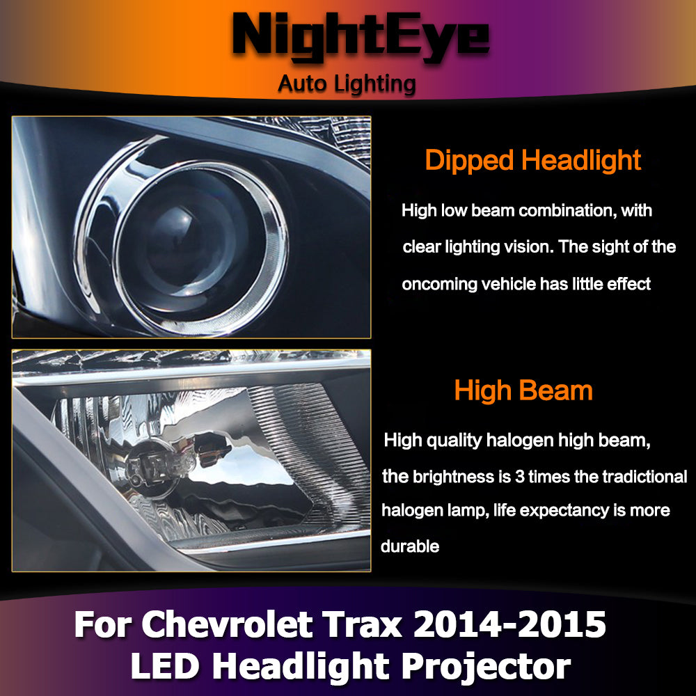 NightEye  Car Styling Head Lamp for Chevrolet Tracker LED Headlights 2014-2015 Trax DRL Bi Xenon Lens High Low Beam Parking Fog Lamp