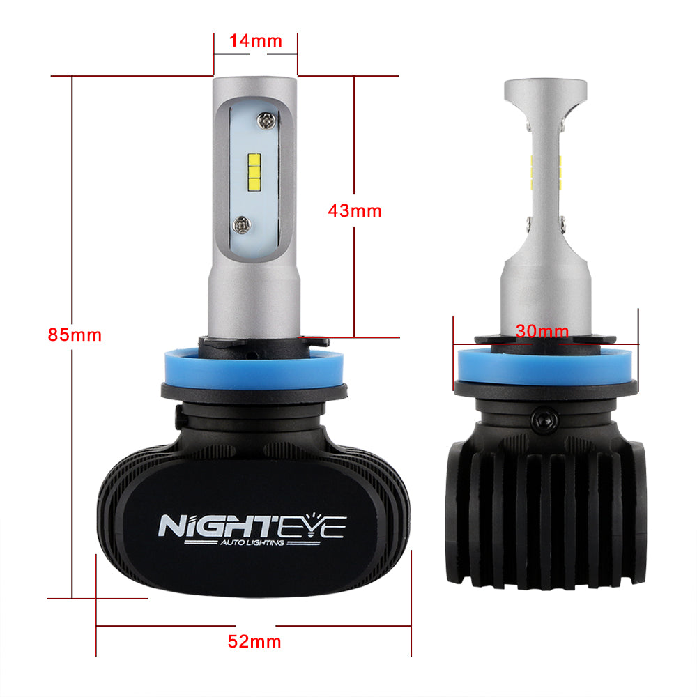 NIGHTEYE H11 H8 H9 LED Car Headlight Light 8000LM 50W Replace Bulb Beam Kit 6000K