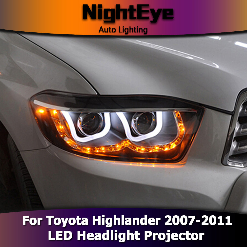 NightEye Car Styling for Toyota Highlander Headlights 2007-2011 LED Headlight DRL Bi Xenon Lens High Low Beam Parking Fog Lamp
