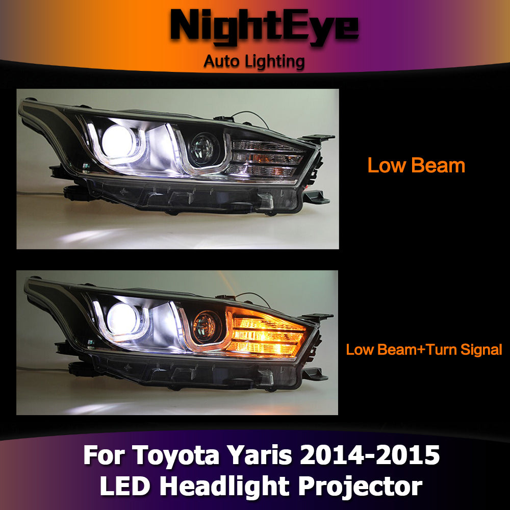 NightEye Car Styling for Toyota Yaris Headlights 2014-2015 New Yaris LED Headlight DRL Bi Xenon Lens High Low Beam Parking Fog Lamp