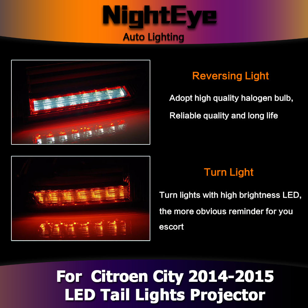 NightEye Car Styling for City Tail Lights 2014-2015 New City LED Tail Light LED Rear Lamp LED DRL+Brake+Park+Signal