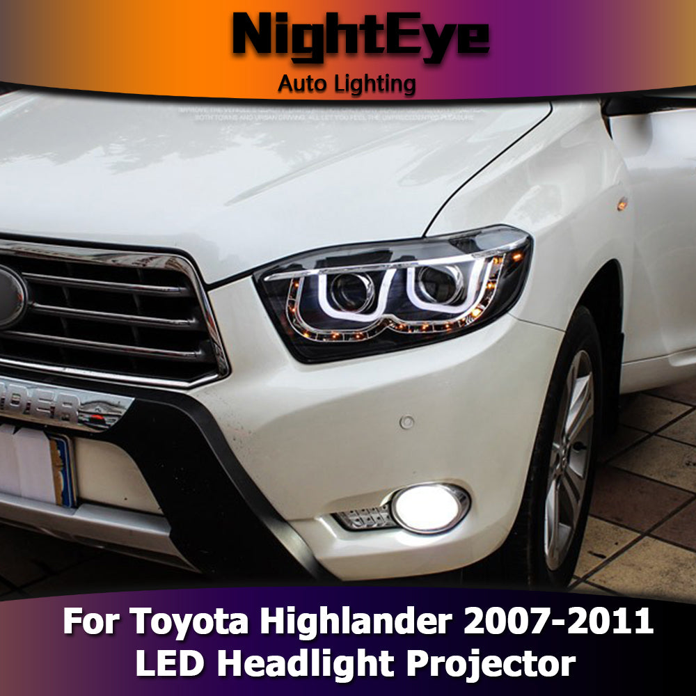 NightEye Car Styling for Toyota Highlander Headlights 2007-2011 LED Headlight DRL Bi Xenon Lens High Low Beam Parking Fog Lamp