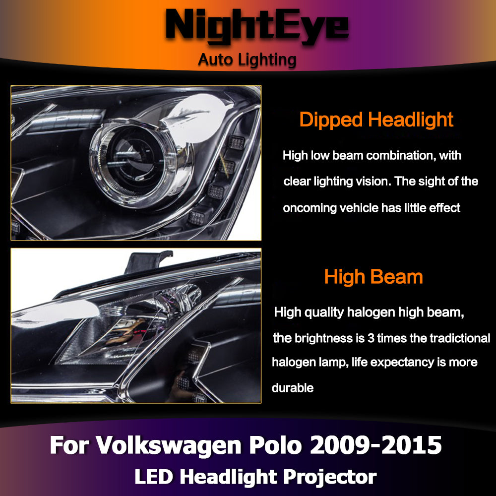 NightEye Car Styling for VW Polo GTI Headlights New Polo LED Headlight DRL Bi Xenon Lens High Low Beam Parking Fog Lamp Accessories