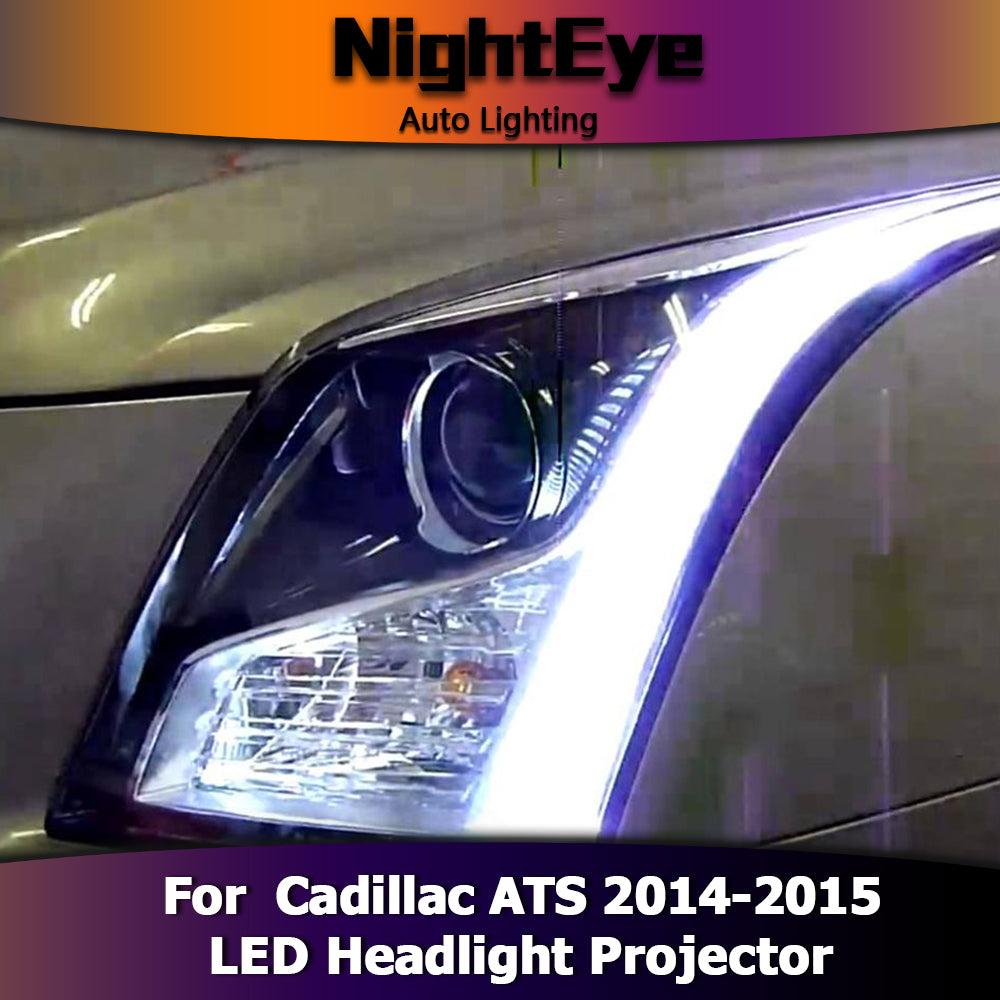 NightEye Car Styling for Cadillac ATS Headlights 2014-2015 ATS LED Headlight DRL Bi Xenon Lens High Low Beam Parking Fog Lamp