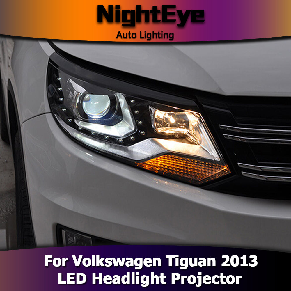 NightEye  Car Styling for VW Tiguan Headlights 2013 New Tiguan LED Headlight LED DRL Bi Xenon Lens Headlight High Low Beam Parking