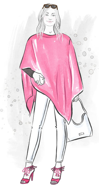 pink cashmere poncho