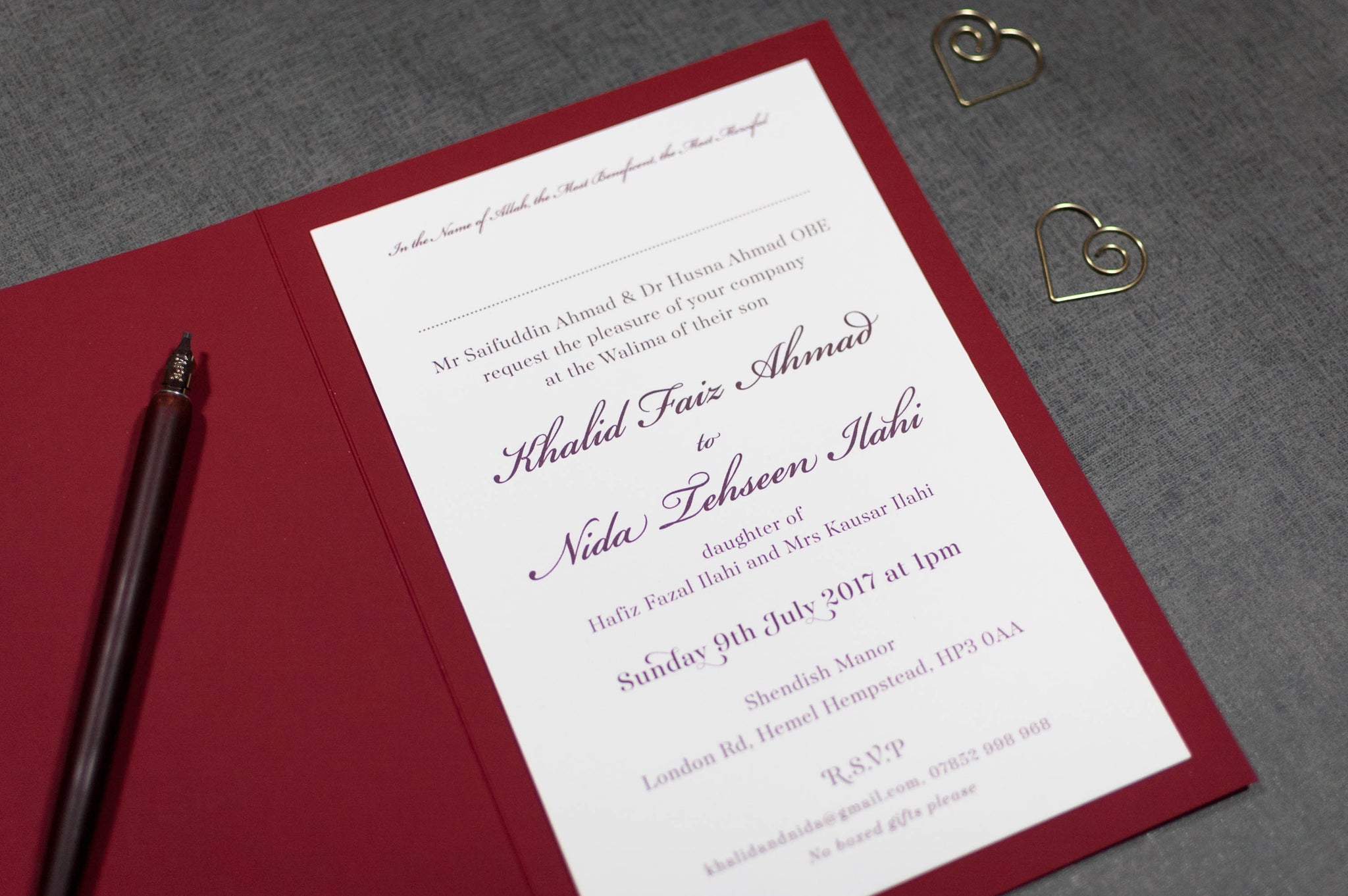 Asian Wedding Invitation for two Ceremonies