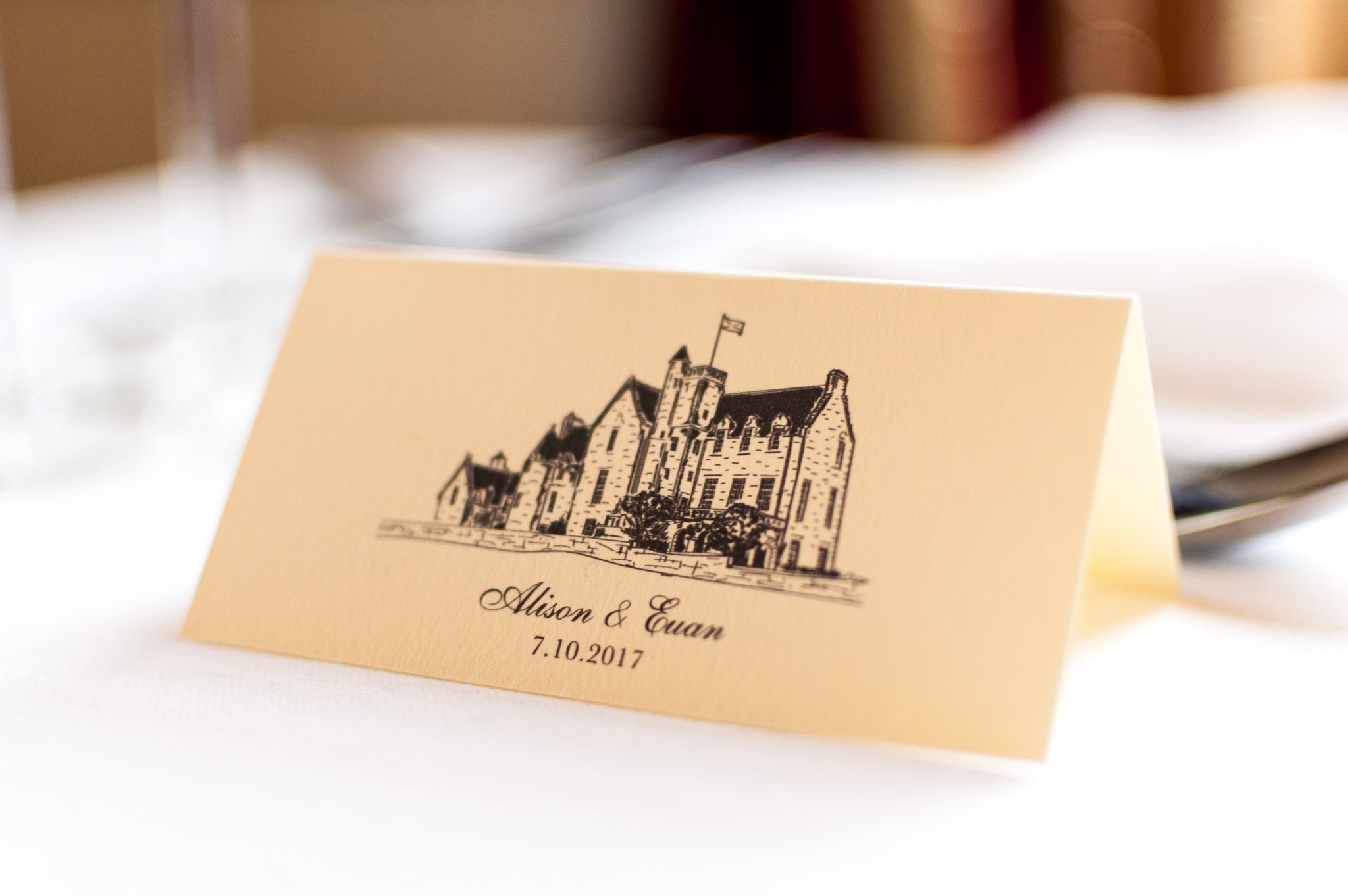 Rowallan Castle Wedding Place card