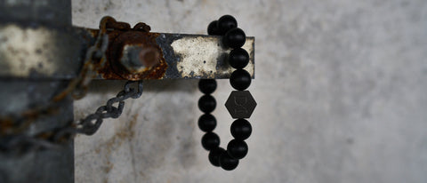 Image of a Black Obsidian Stone Beaded Chakra Bracelet