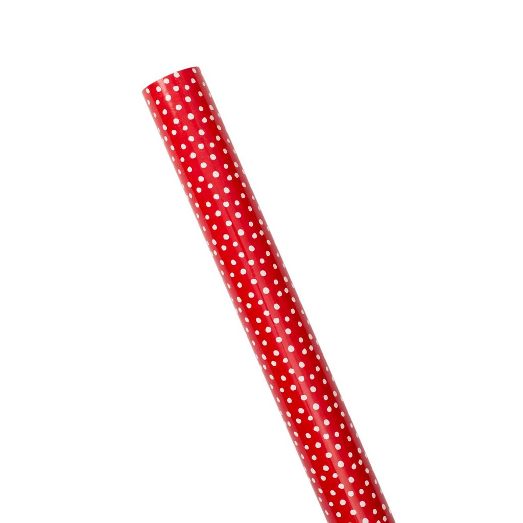 Small Dots Gift Wrapping Paper on Red High-Gloss Roll
