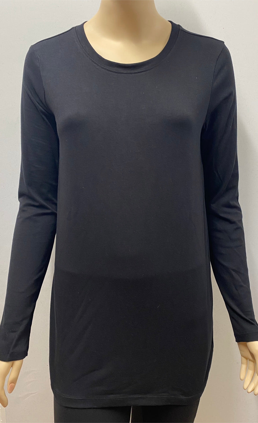 Long Sleeve Black Basic Cotton Top