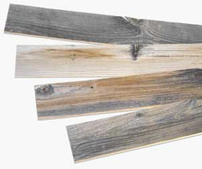 Natural colored pieces of reclaimed wood trim.