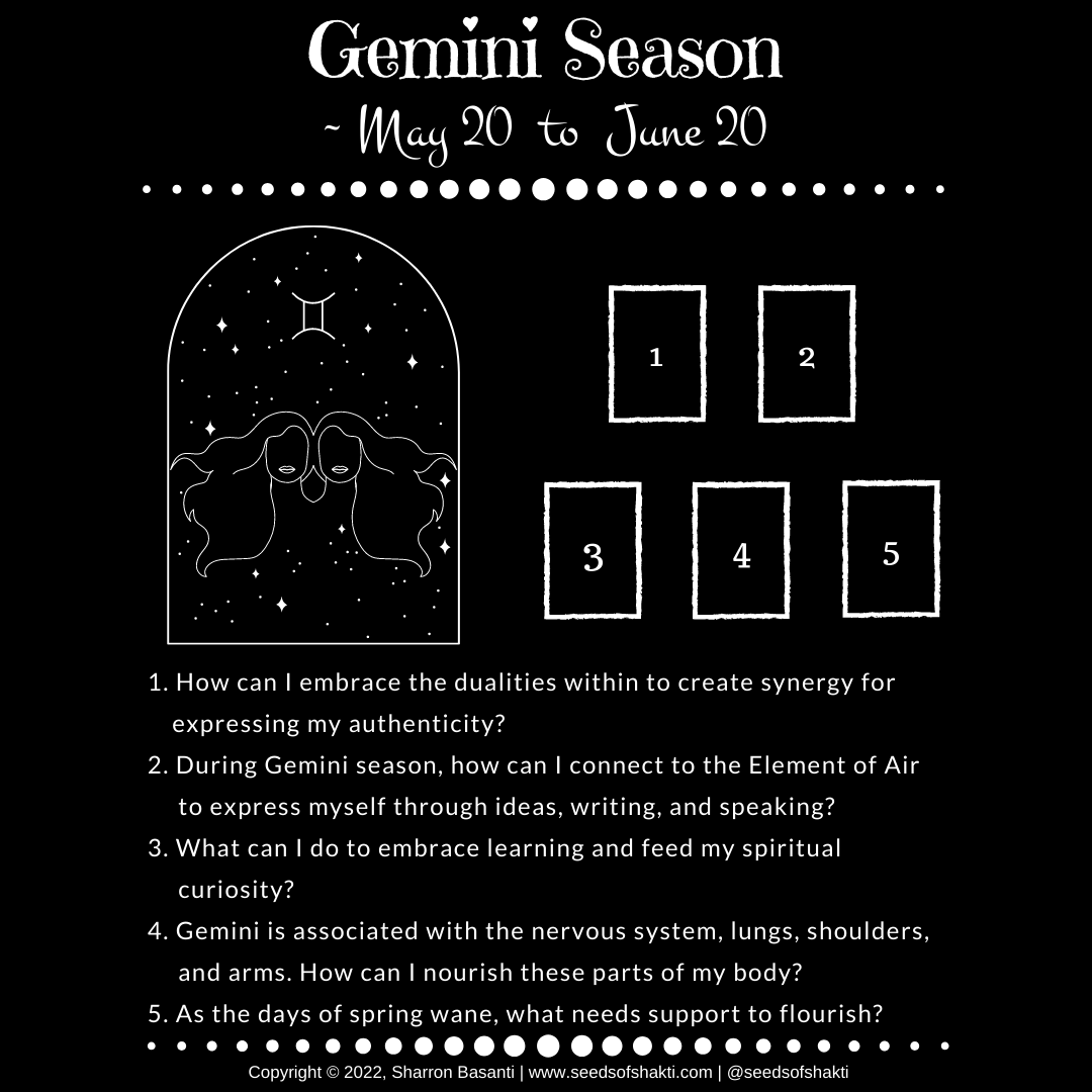 Gemini Season Tarot Spread Seeds of Shakti