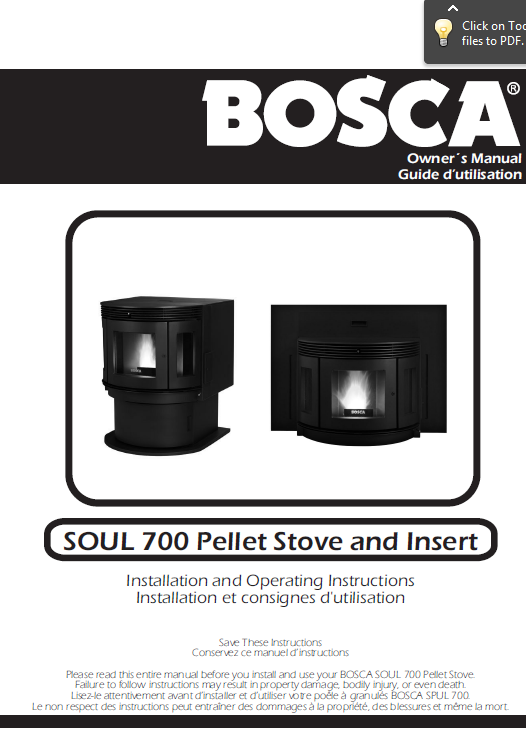 Bosca Soul 700 user's Manual - Pellet_Bosca soul 700 – WoodHeatStoves.com