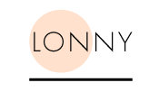 Lonny logo with peach circle behind it