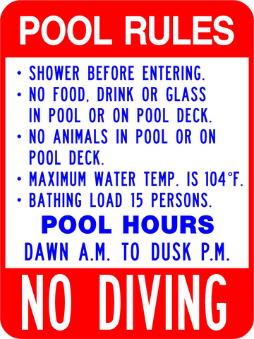 Signs For Pool Rules