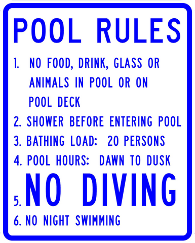 Pool Rule Signs
