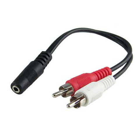 <span lang="fr">Câble Globaltone ''Y'' 3.5mm Stéréo femelle à 2x RCA mâle - 6po. (0.15m)</span><span lang="en">Globaltone ''Y'' cable 3.5mm stereo female to 2x RCA male - 6in. (0.15m)</span>
