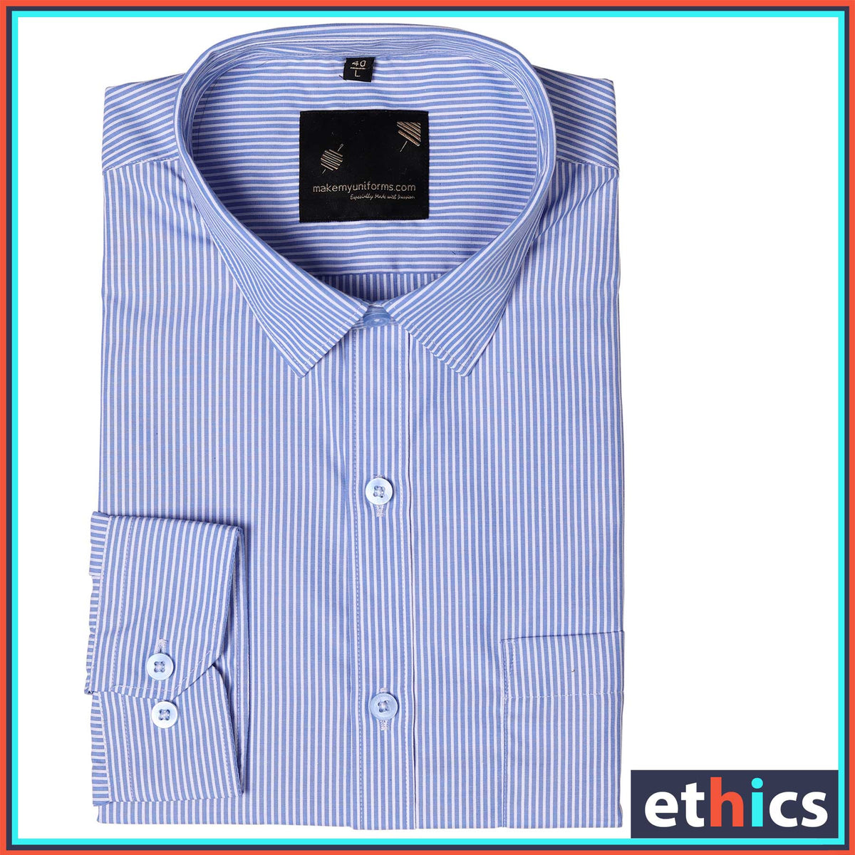 Blue Stripes Uniform Shirts Formal Work Wear For Corporate Office ...