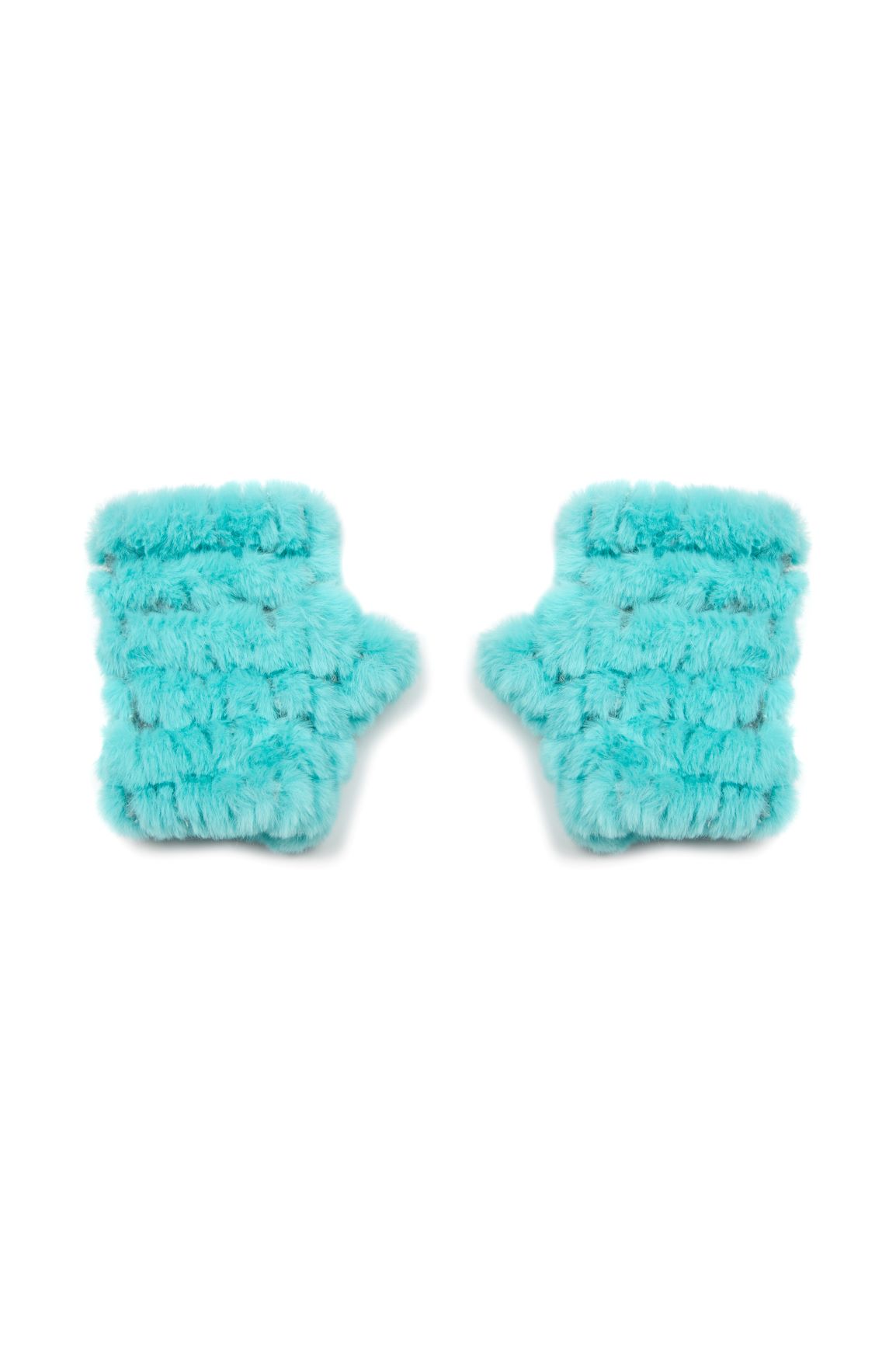 The Faux Fur Mandy Mitten - Aqua