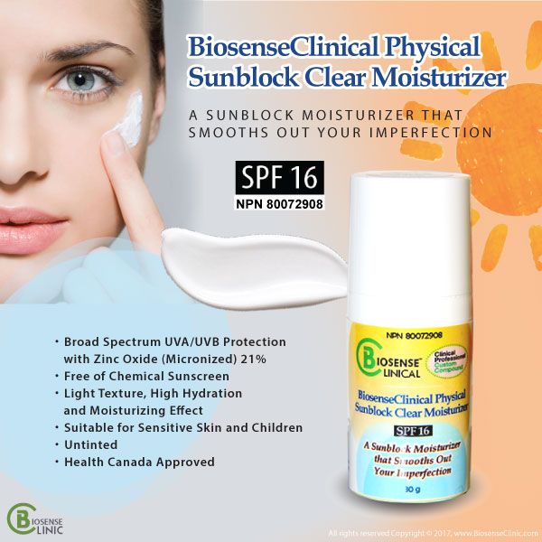 BiosenseClinical Professional Custom Compound Physical Sunblock Clear Moisturizer (SPF 16) product mobile banner