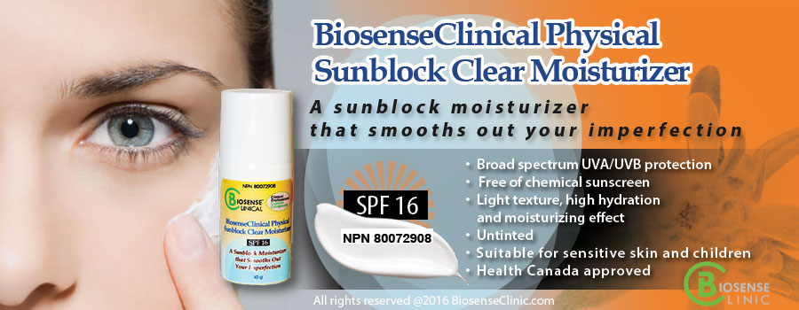 BiosenseClinical Professional Custom Compound Physical Sunblock Clear Moisturizer (SPF 16) banner