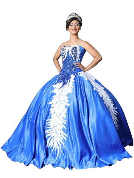 royal blue and white quinceanera dresses