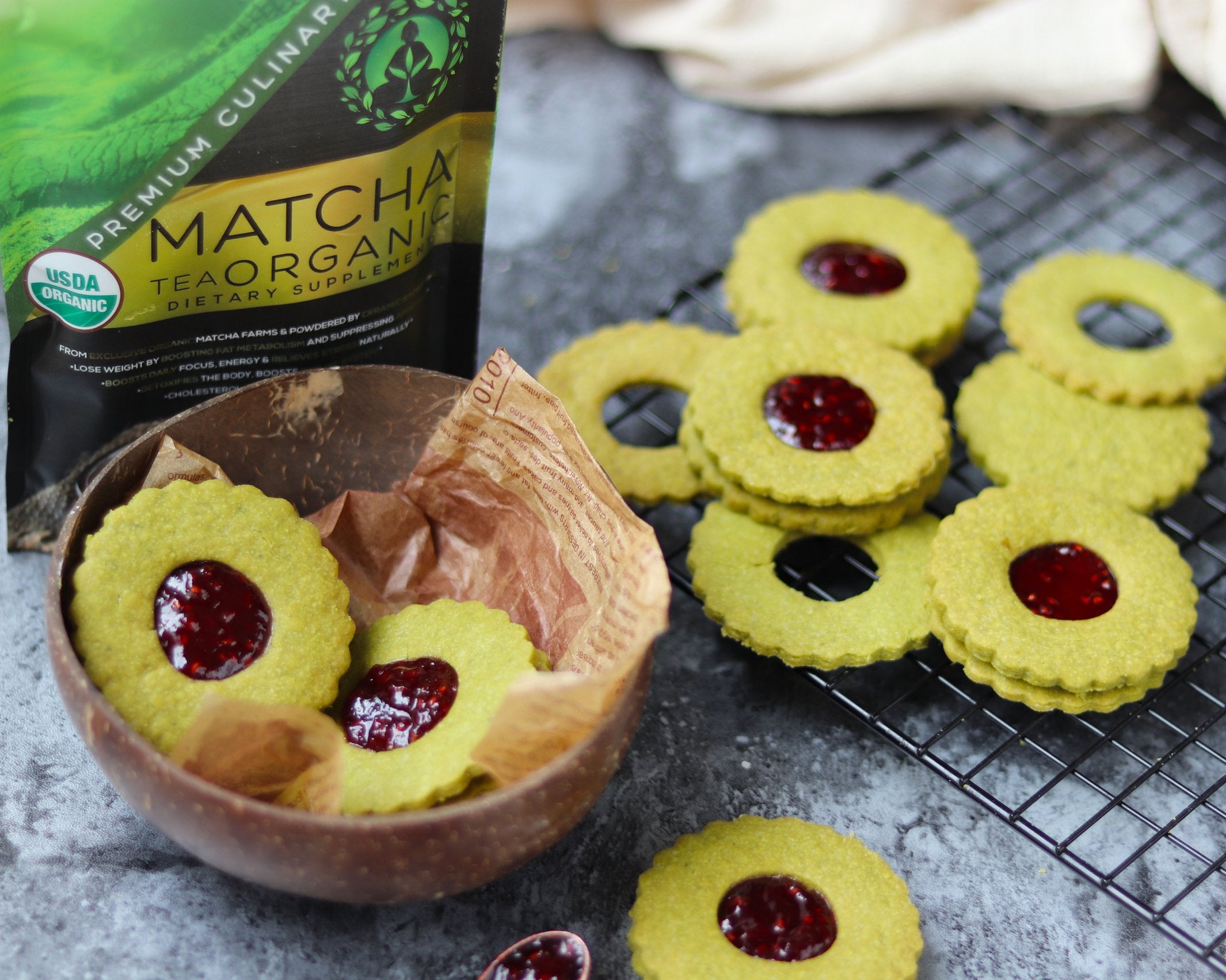 Matcha Shortbread Cookies - Final Product